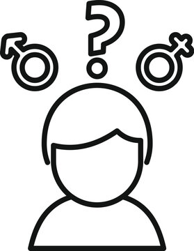 Gender identity question icon outline vector. Move support. Male body agender