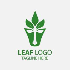 Church plant logo. Simple leaf religion vector design. Isolated with soft background.