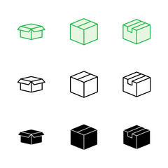 Box icon set. box vector icon, package, parcel