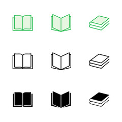 Book icon set. open book icon vector. ebook icon