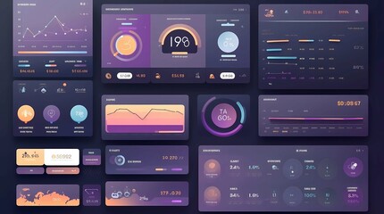 Set of user interface elements for mobile apps and web design, Generative AI illustrations.