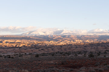 rocky landscape with mountain in the horizon 