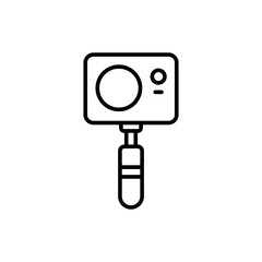 Camera stick outline icons, minimalist vector illustration ,simple transparent graphic element .Isolated on white background