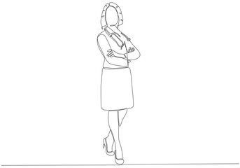 Continuous line drawing of female doctor with stethoscope. One line art of health care concept. Vector illustration.