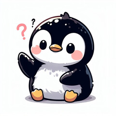 Fototapeta premium Curious Cartoon Penguin - Perfect for Children’s Book Illustrations, Animated Storytelling, and Concept of Curiosity
