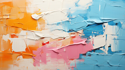 Vibrant acrylic smears in blue and orange