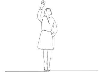 Continuous line of Hand Waving Ladies, Welcome