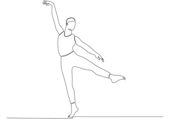 One Line Drawing or Continuous Line Art A handsome man Ballet dancer. Vector Illustration