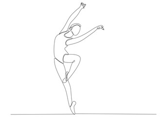a line of continuous beautiful female ballet dancers hand drawn minimalist design