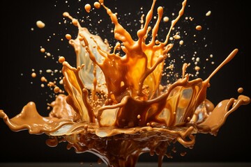 explosive caramel splashes. Generative AI