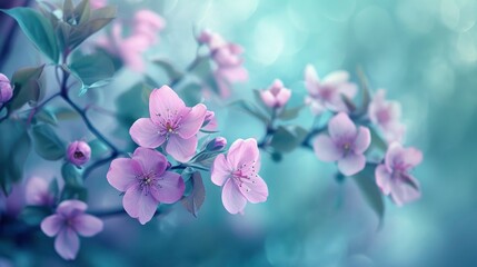 purple flowers in the green environment, in the style of felicia simion, cherry blossoms, range murata - generative ai