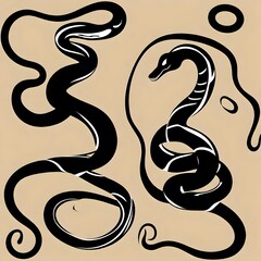 a simple black vector style silhouette of snakes