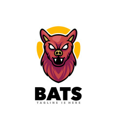 Bats angry mascot logo design template 