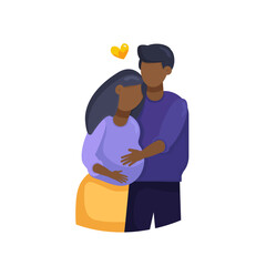 Vector pregnant woman with a partner or husband. The concept of family, motherhood, parenthood