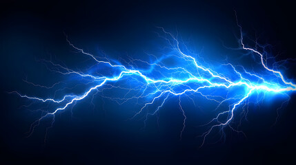 Blue lightning on a dark blue background