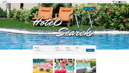 Online hotel booking website interface with information