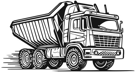 Dump Truck Lineart Illustration