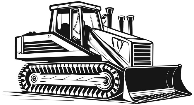 black and white bulldozer construction vehicle clip art preview