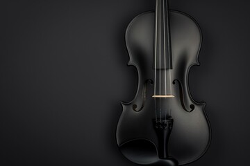 Fototapeta na wymiar Matte black acoustic violin against a dark background