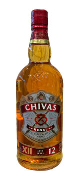 Bottle of Chivas blended scotch.