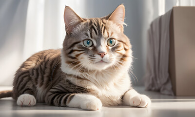 ISOLATED CAT AT CLEAR BACKGROUND