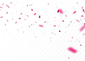 Fototapeta na wymiar Pink confetti, celebrations banner, isolated on transparent background