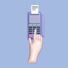 Customers paying at checkout and cashier counters concept. Realistic 3d object cartoon style. Vector colorful illustration.