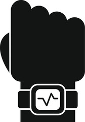 Runner hand watch icon simple vector. Heart rate measurement. Smart social