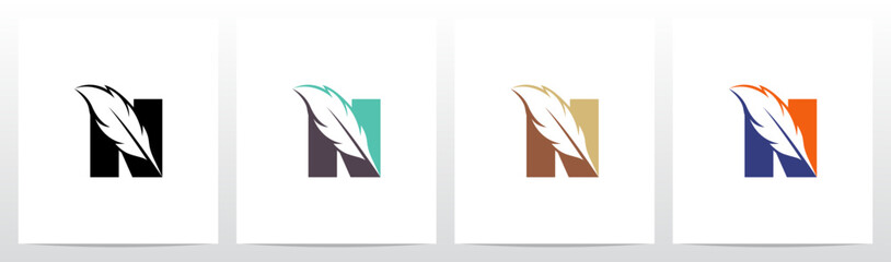 Feather Divide Diagonally On Letter Logo Design N