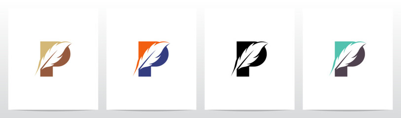 Feather Divide Diagonally On Letter Logo Design P