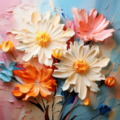 A vibrant acrylic portrayal of blooming flowers