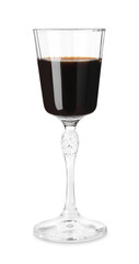 Shot glass with coffee liqueur isolated on white