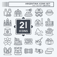 Icon Set Argentina . related to Holiday symbol. line style. simple design editable. simple illustration