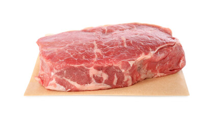 Steak of raw beef meat isolated on white