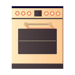 Electric or gas stove in flat style. All Objects Are Repainted.