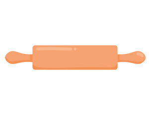 Doodle flat clipart. Simple illustration of a wooden rolling pin