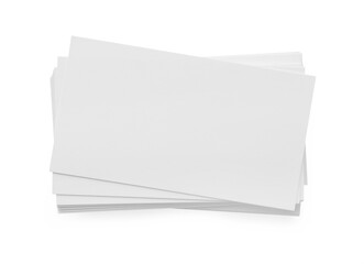 Blank business cards isolated on white, top view. Mockup for design