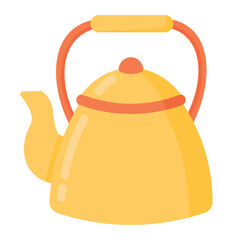 Vintage old kettle in a flat style. Objects Are Repainted.