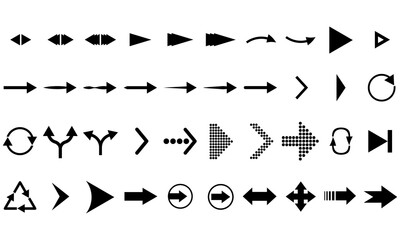 Set of black arrows on a white background.