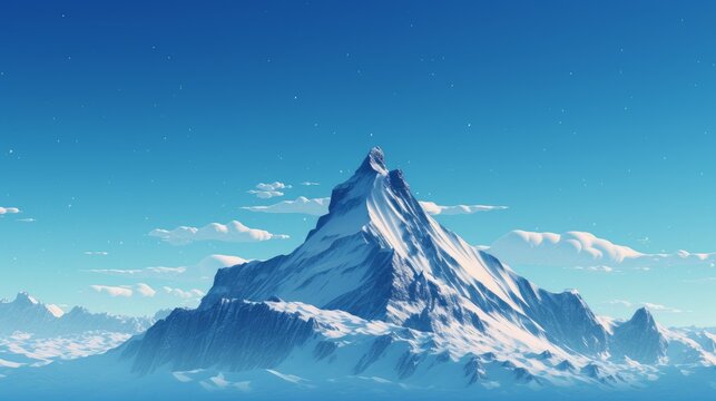 A lonely mountain peak against a clear sky  AI generated illustration