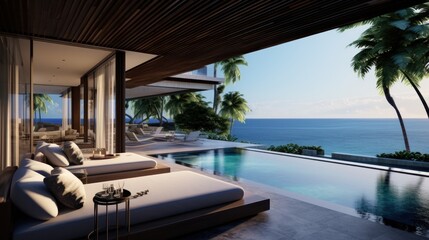 Fototapeta premium Amazing View From Luxury Villa To The Ocean