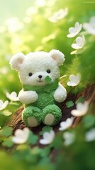 shamrock teddy bear, in the style of romantic scenery, cute and dreamy - generative ai