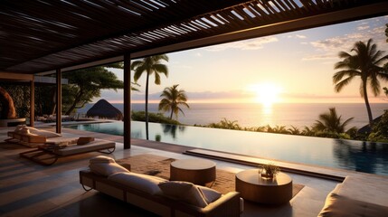 Fototapeta premium Amazing View From Luxury Villa To The Ocean