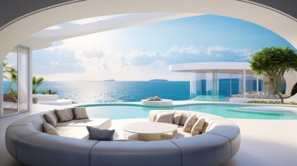 Fototapeta premium Amazing View From Luxury Villa To The Ocean