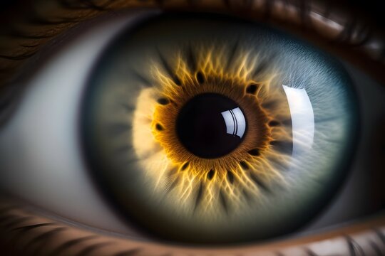 A close-up picture of the iris of the human eye award winning studio photography, professional color grading, soft shadows, no contrast, clean sharp focus, film photography
