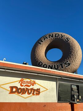 The iconic Randy's Donuts in Inglewood, California in Los Angeles County