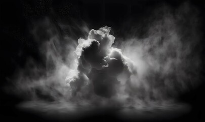  Overlays fog isolated on black background. Paranormal black and white mystic smoke, clouds for movie scenes.  as soft ethereal dreamy background, professional color grading, copy space