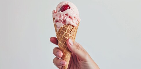 ice cream in women's hand Generative AI