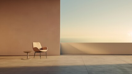 Abstract minimalistic setting with a solitary chair  AI generated illustration