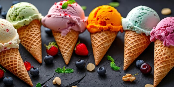 delicious ice cream cones Generative AI